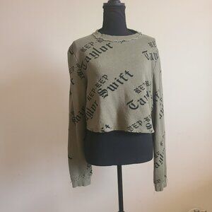 Taylor Swift  reputation tour cropped sweatshirt XS Olive Distressed